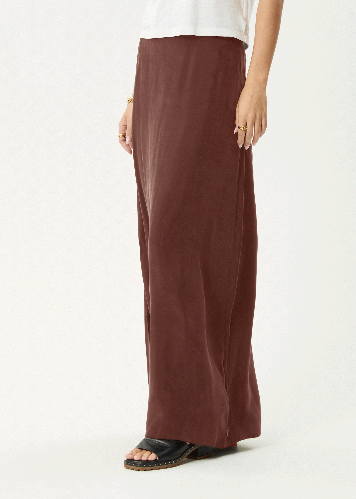 AFENDS Womens Grace - Cupro Maxi Skirt - Hazelnut