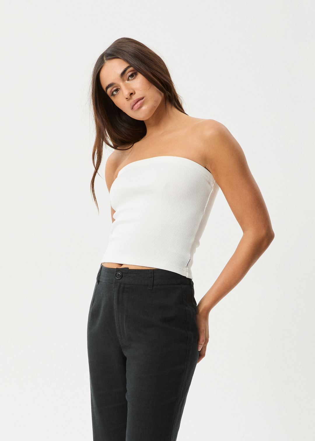 AFENDS Womens Jamie - Rib Tube Top - White