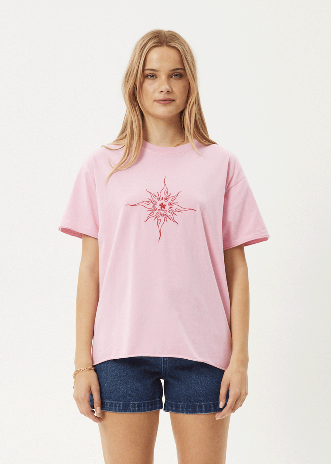 AFENDS Womens Sunny - Oversized Tee - Pink 