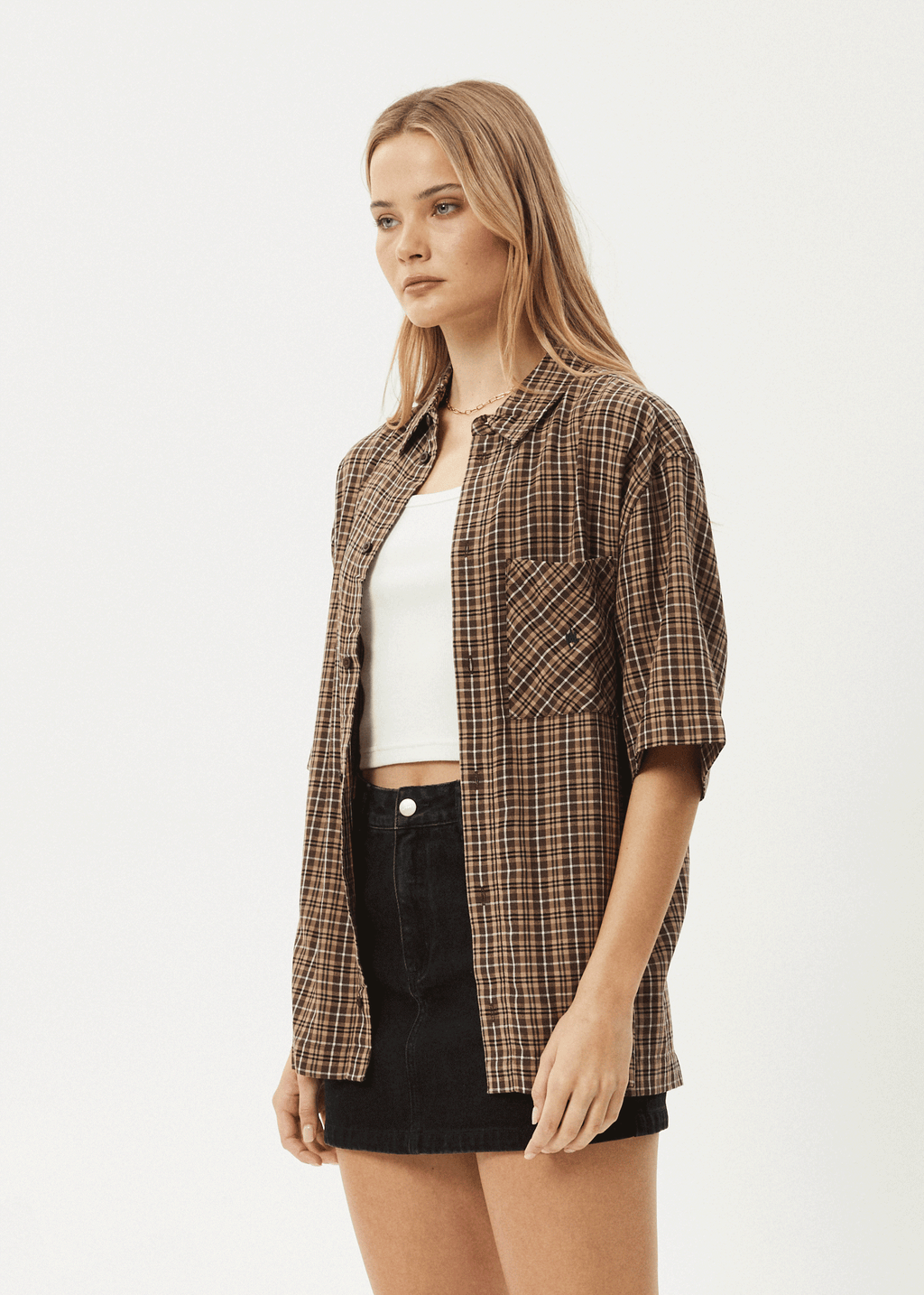 AFENDS Mens Hometown - Short Sleeve Shirt - Coffee