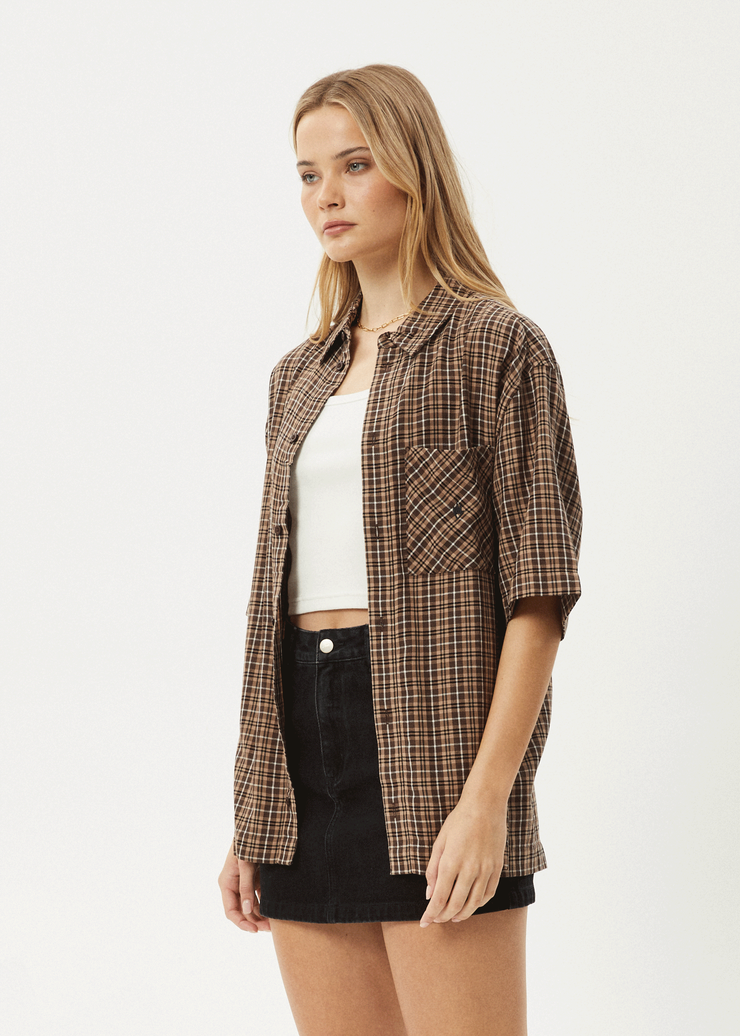 AFENDS Mens Hometown - Short Sleeve Shirt - Coffee