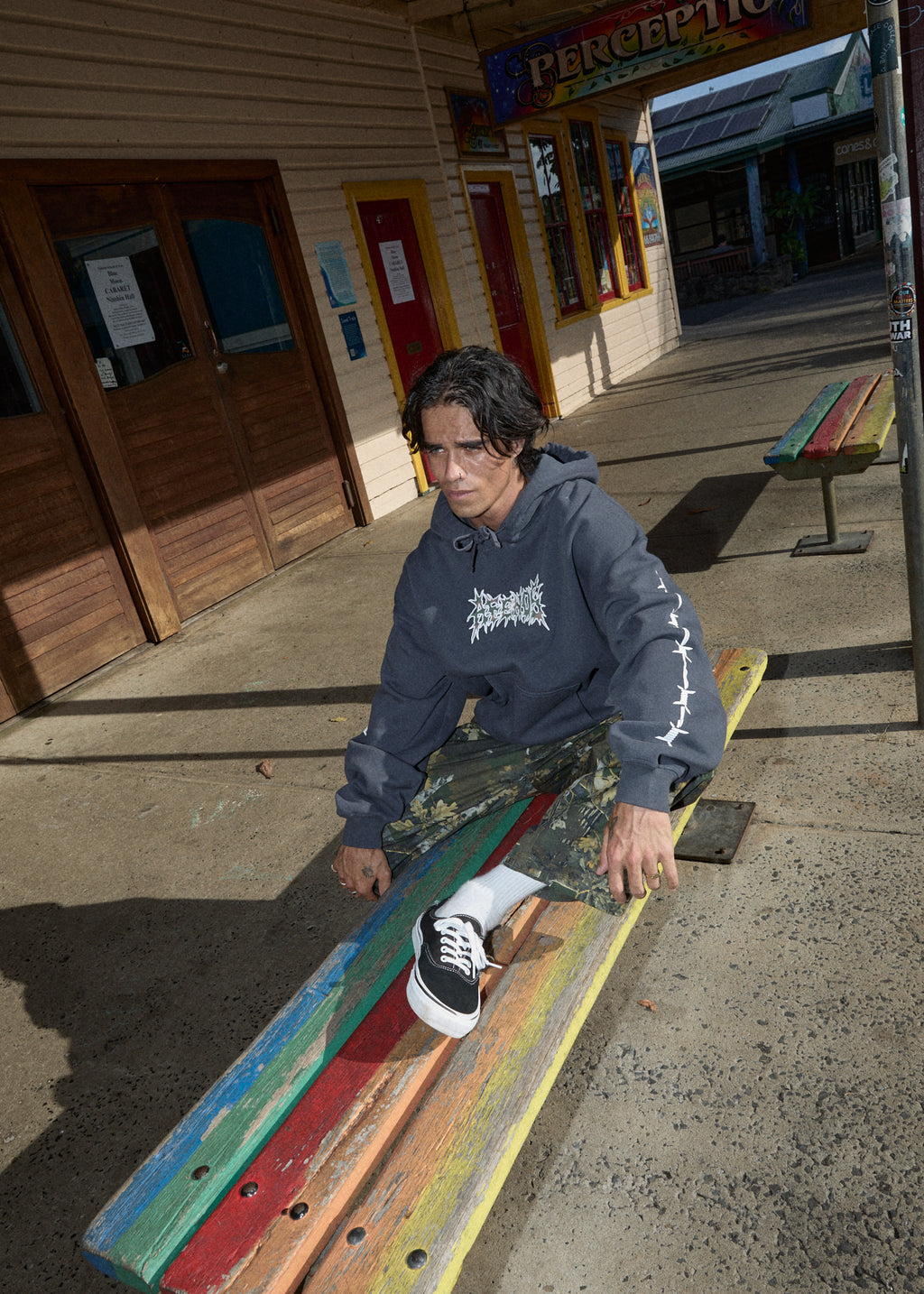 AFENDS Mens Hidden - Boxy Hoodie - Charcoal