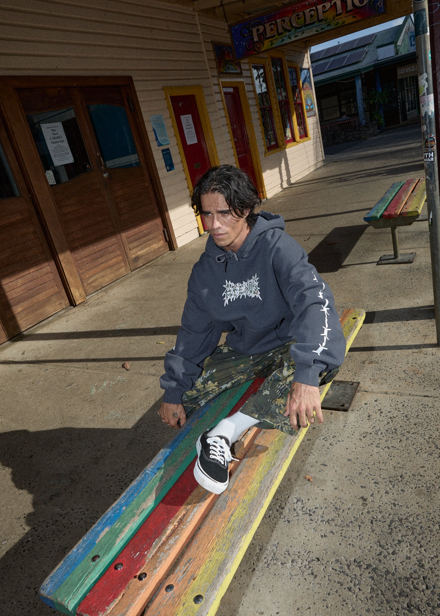 AFENDS Mens Hidden - Boxy Hoodie - Charcoal