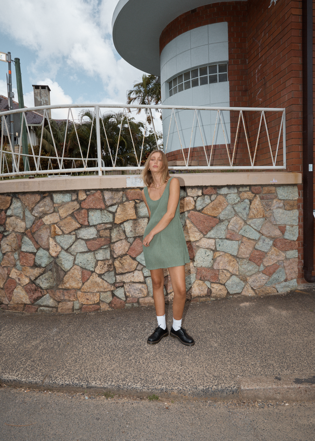 AFENDS Womens Focus Jesse - Seersucker Mini Dress - Oil Green