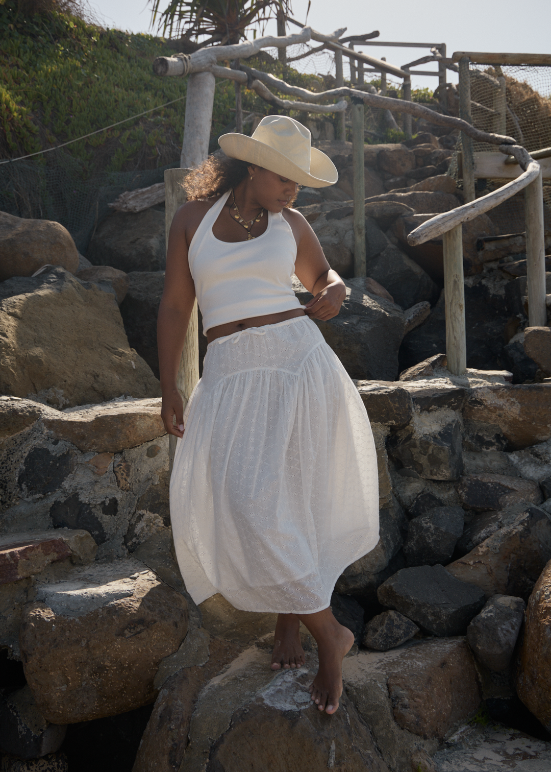 AFENDS Womens Marlow - Midi Skirt - White