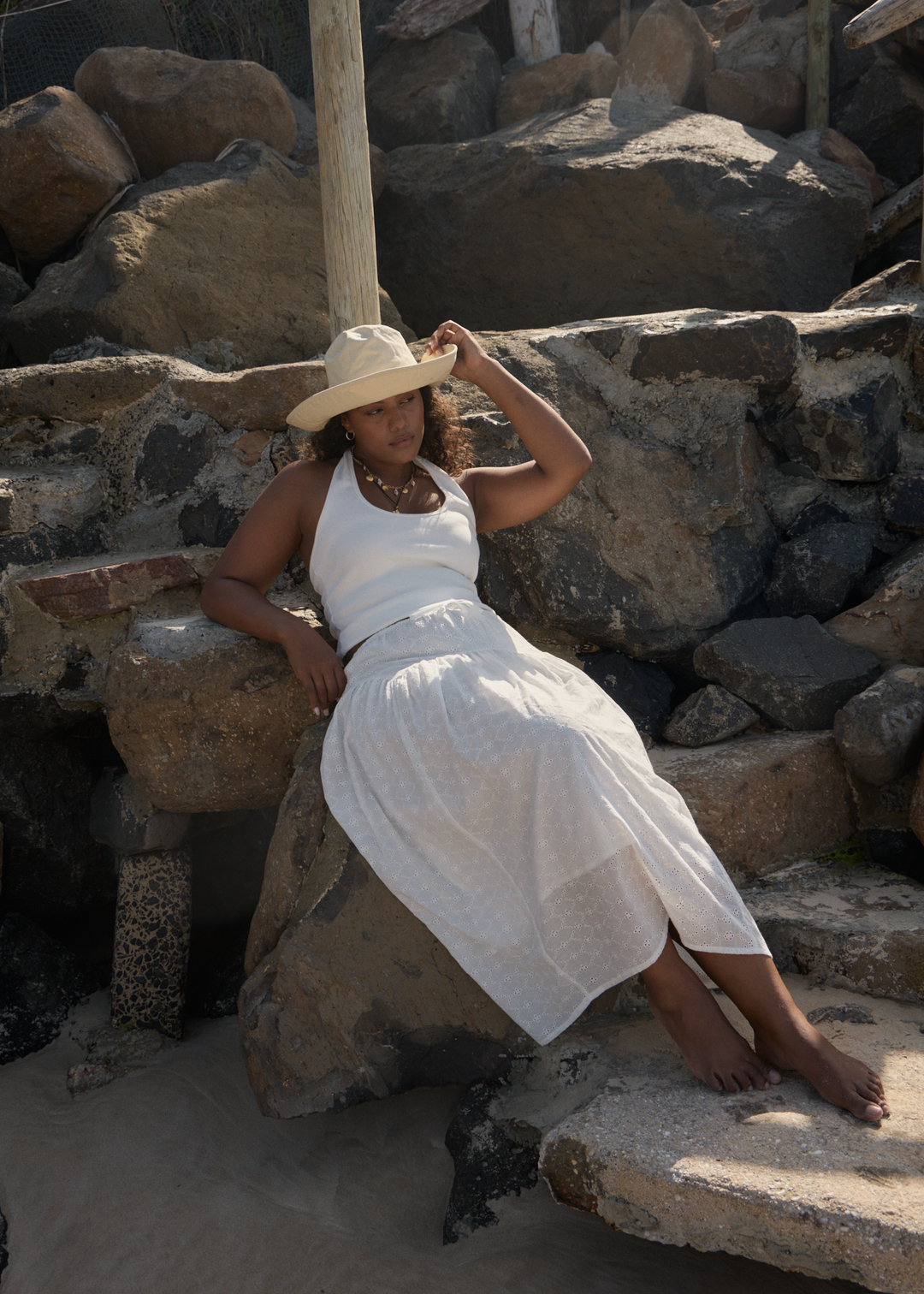 AFENDS Womens Marlow - Midi Skirt - White