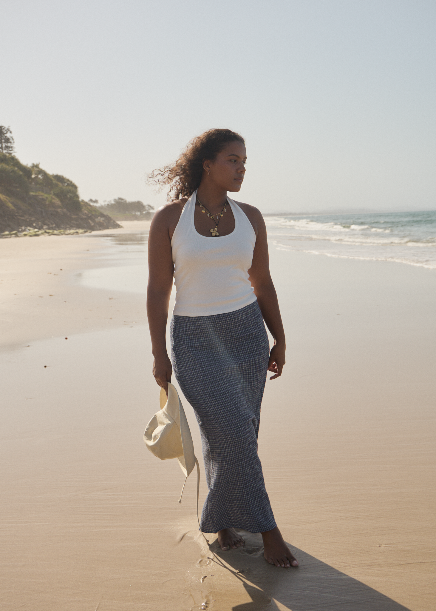 AFENDS Womens Shipwreck - Seersucker Maxi Skirt - Marlin