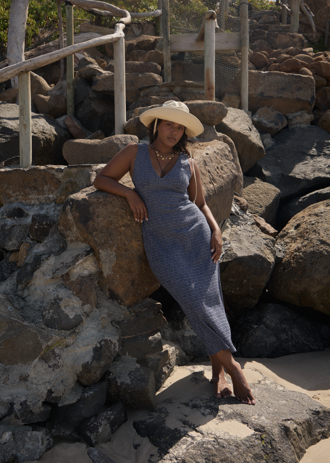 AFENDS Womens Shipwreck - Seersucker Maxi Dress - Marlin