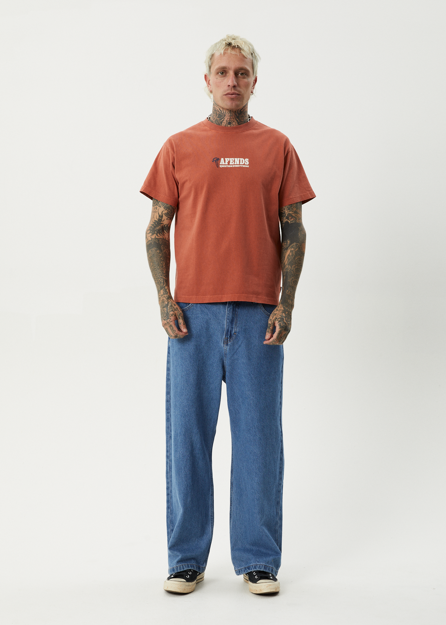 AFENDS Mens Nuts N Bolts - Heavyweight Boxy Tee - Terra