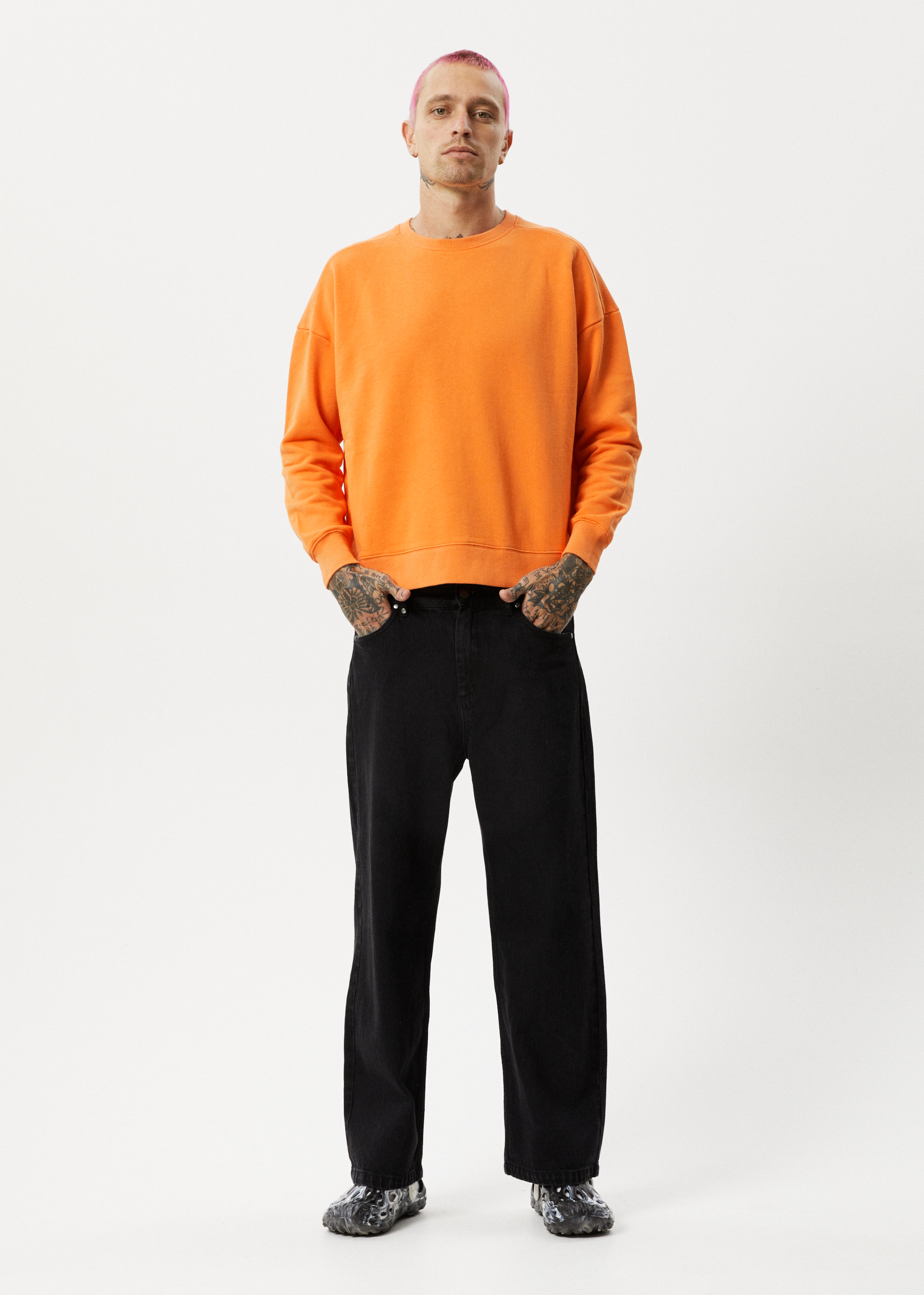 AFENDS Mens Minimum - Crew Neck Jumper - Sunset