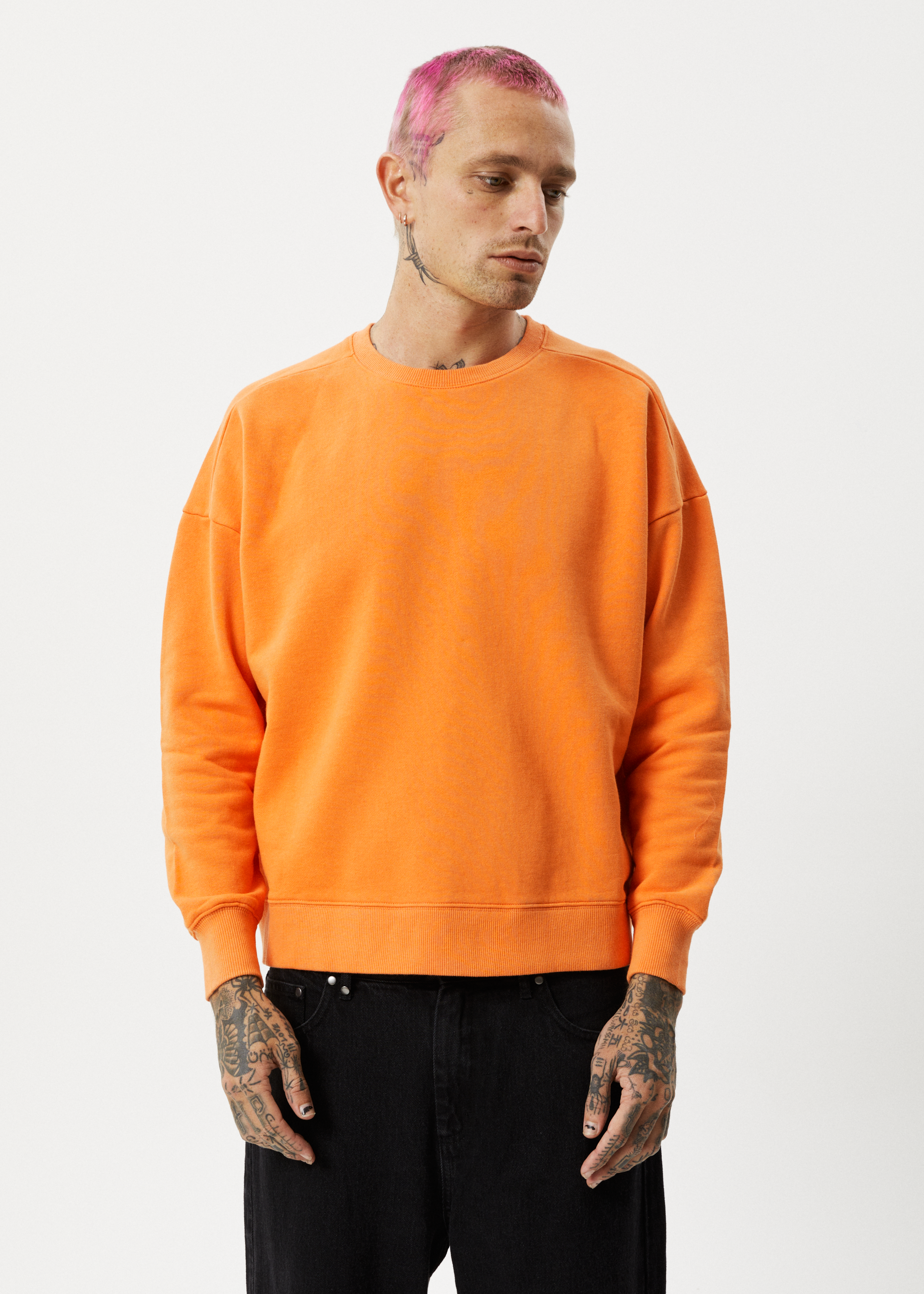 AFENDS Mens Minimum - Crew Neck Jumper - Sunset