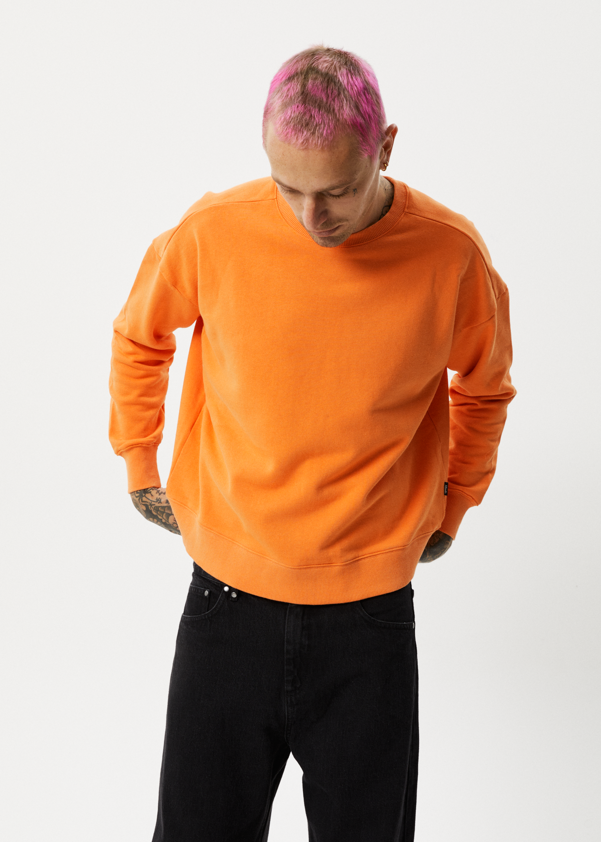 AFENDS Mens Minimum - Crew Neck Jumper - Sunset