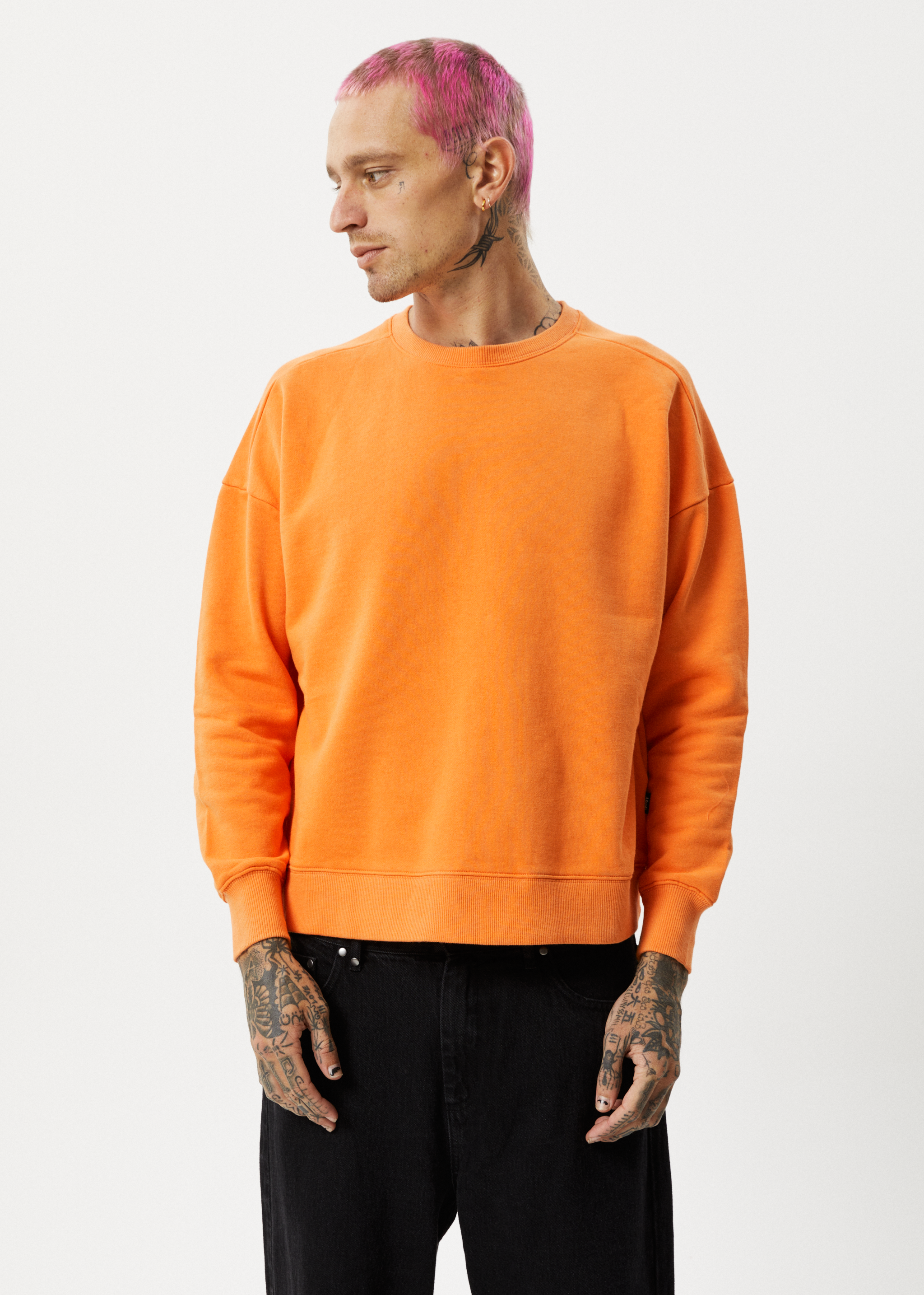 AFENDS Mens Minimum - Crew Neck Jumper - Sunset