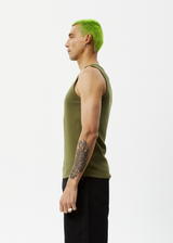 Afends Mens Paramount - Recycled Rib Singlet - Military - Afends mens paramount   recycled rib singlet   military 