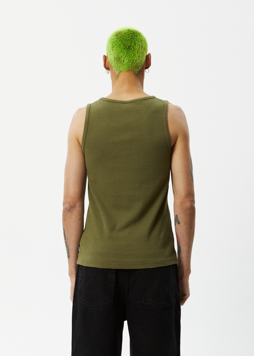 AFENDS Mens Paramount - Ribbed Singlet - Military 