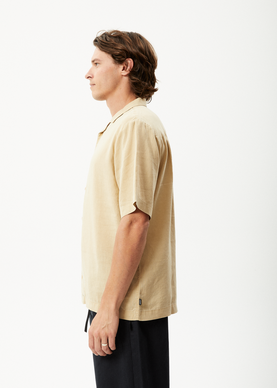 AFENDS Mens Daily - Cuban Shorts Sleeve Shirt - Camel 