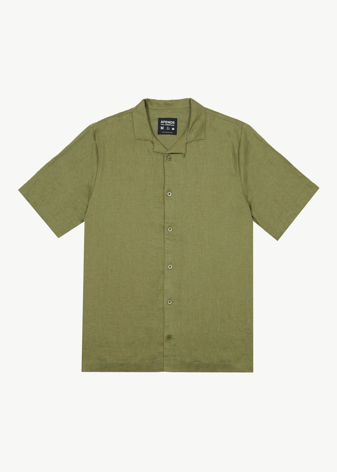 AFENDS Mens Daily - Cuban Shorts Sleeve Shirt - Military 