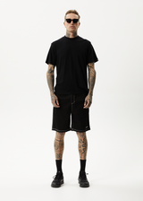 Afends Mens Ninety Eights - Organic Elastic Waist Shorts - Black - Afends mens ninety eights   organic elastic waist shorts   black 