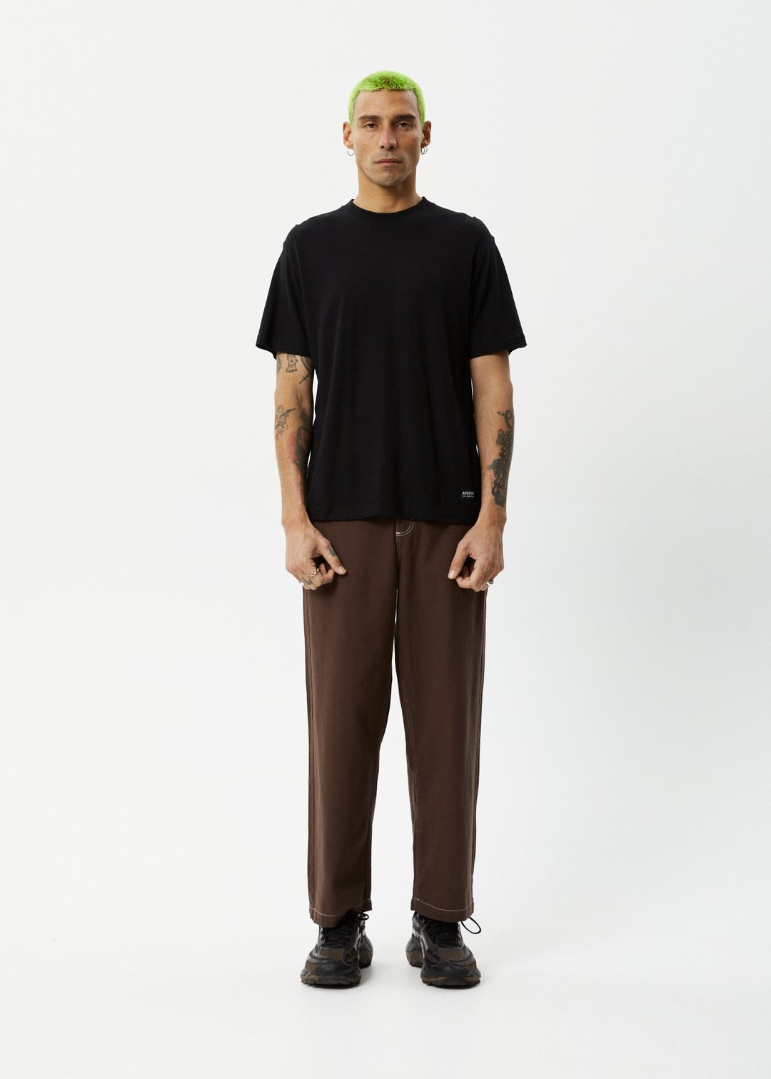 AFENDS Mens Pablo - Baggy Pants - Coffee 