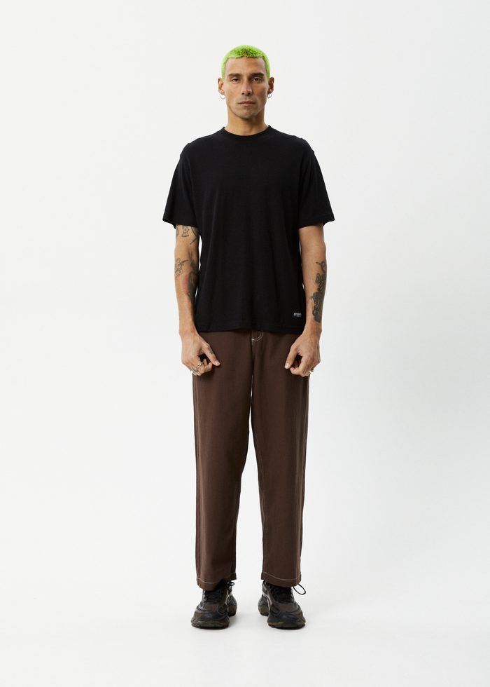 AFENDS Mens Pablo - Recycled Baggy Pants - Coffee 