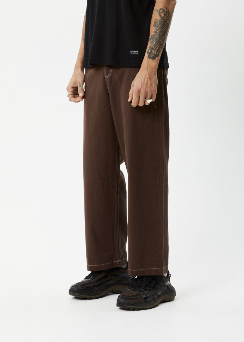 Afends Mens Pablo - Recycled Baggy Fit Pant - Coffee