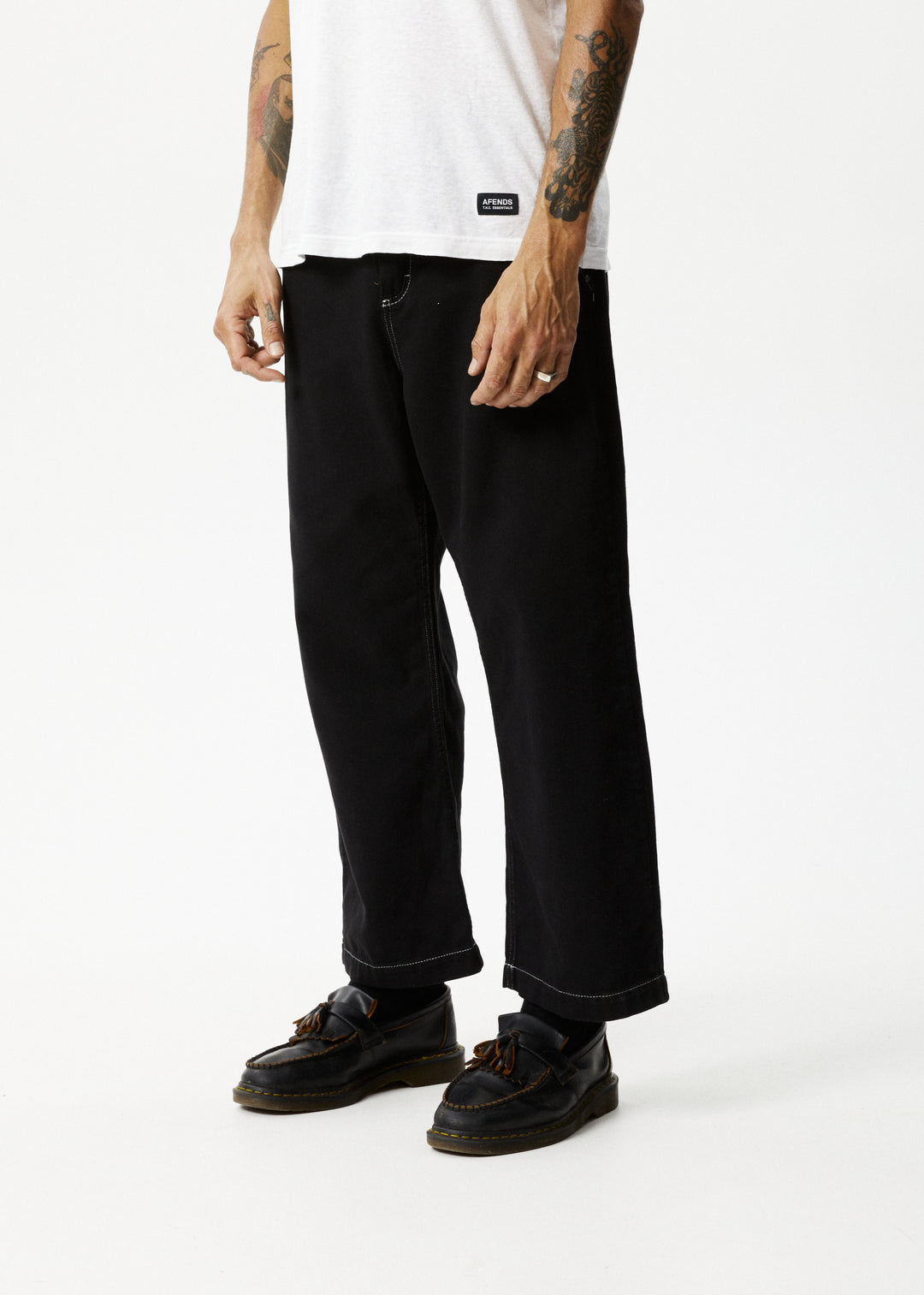 AFENDS Mens Pablo - Baggy Pants - Black 