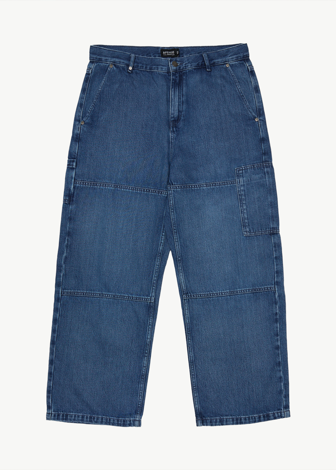 AFENDS Mens Richmond - Denim Baggy Carpenter Jeans - Authentic Blue 