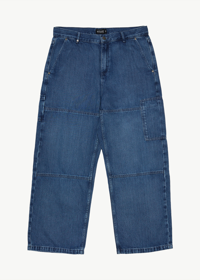 AFENDS Mens Richmond - Hemp Denim Baggy Workwear Jeans - Authentic Blue 
