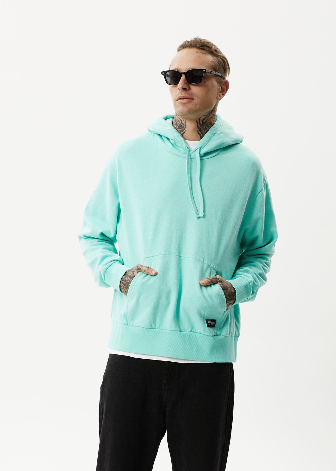 AFENDS Mens All Day - Relaxed Hoodie - Mint 