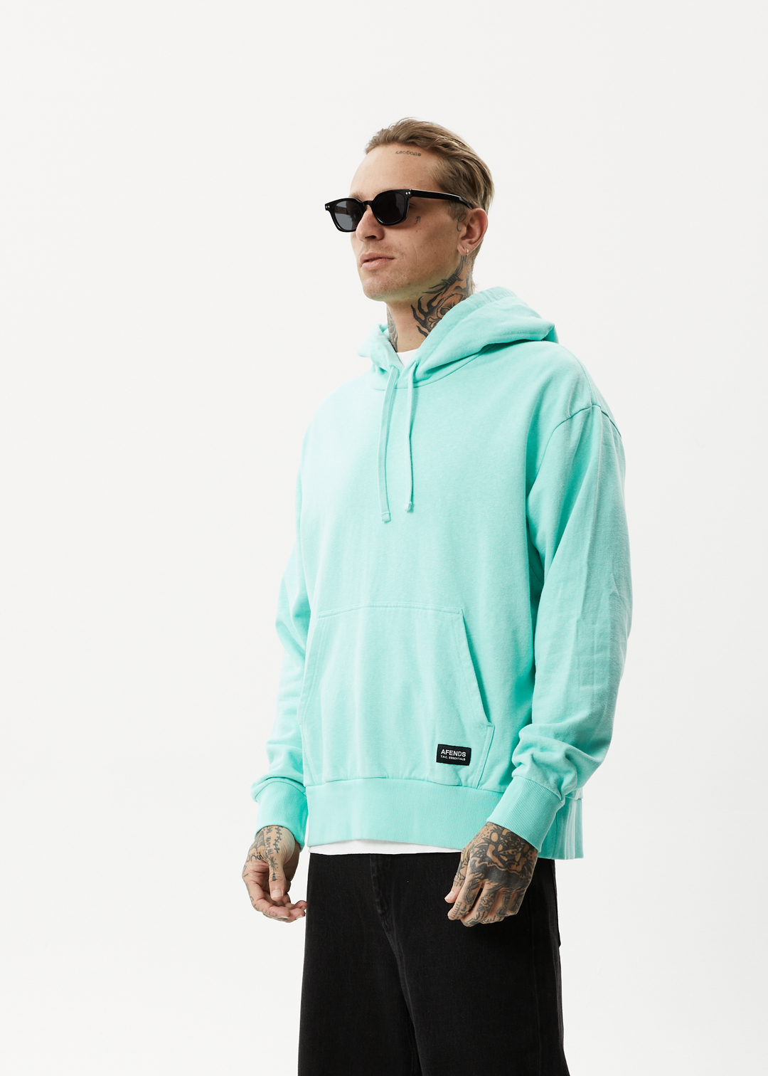 AFENDS Mens All Day - Relaxed Hoodie - Mint 