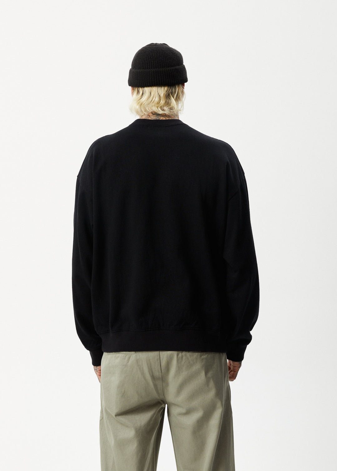 AFENDS Mens Indica - Crew Neck Jumper - Black 