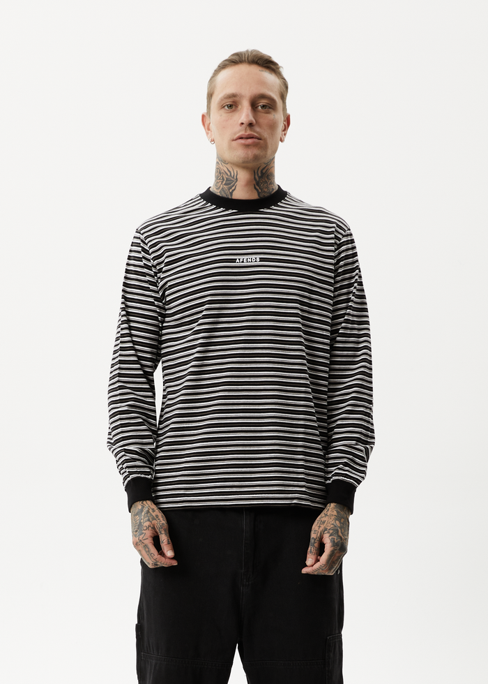 AFENDS Ender - Recycled Striped Long Sleeve T-Shirt - White 