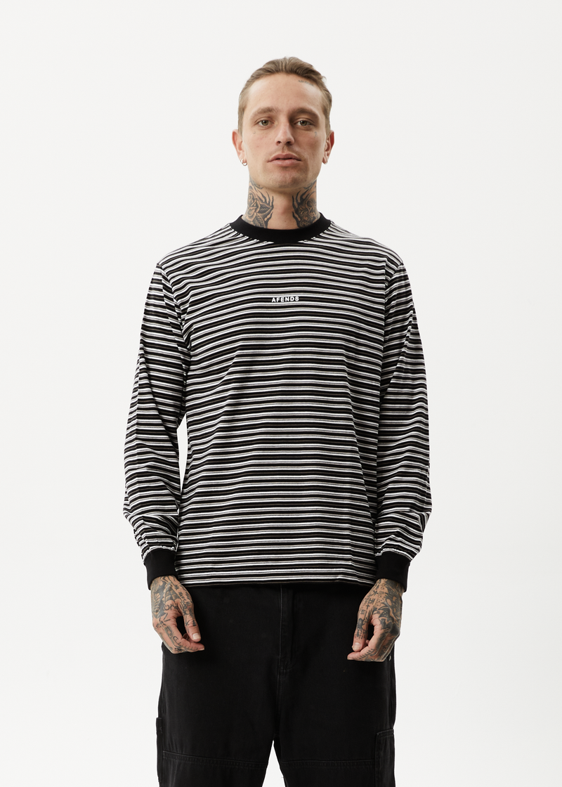 AFENDS Ender - Recycled Striped Long Sleeve T-Shirt - White