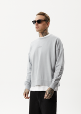 Afends Mens Credits - Recycled Crew Neck Jumper - Grey - Afends mens credits   recycled crew neck jumper   grey 