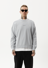 Afends Mens Credits - Recycled Crew Neck Jumper - Grey - Afends mens credits   recycled crew neck jumper   grey 