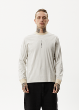 Afends Mens System - Recycled Striped Long Sleeve T-Shirt - Bone - Afends mens system   recycled striped long sleeve t shirt   bone 