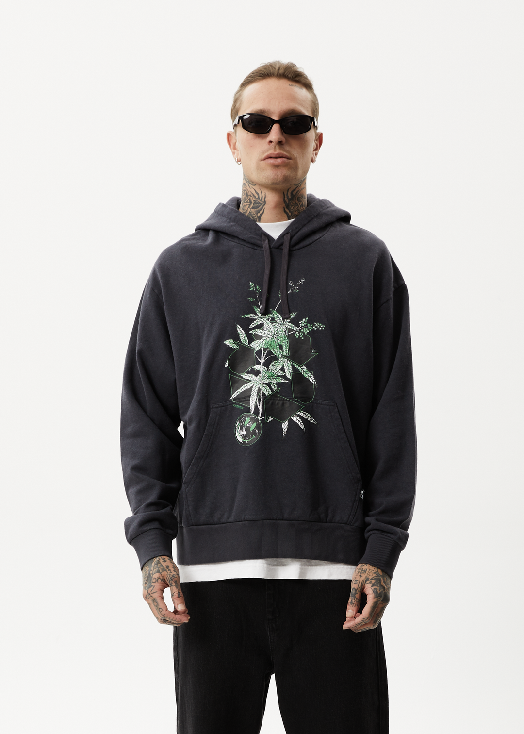 AFENDS Mens Build It - Graphic Hoodie - Charcoal 