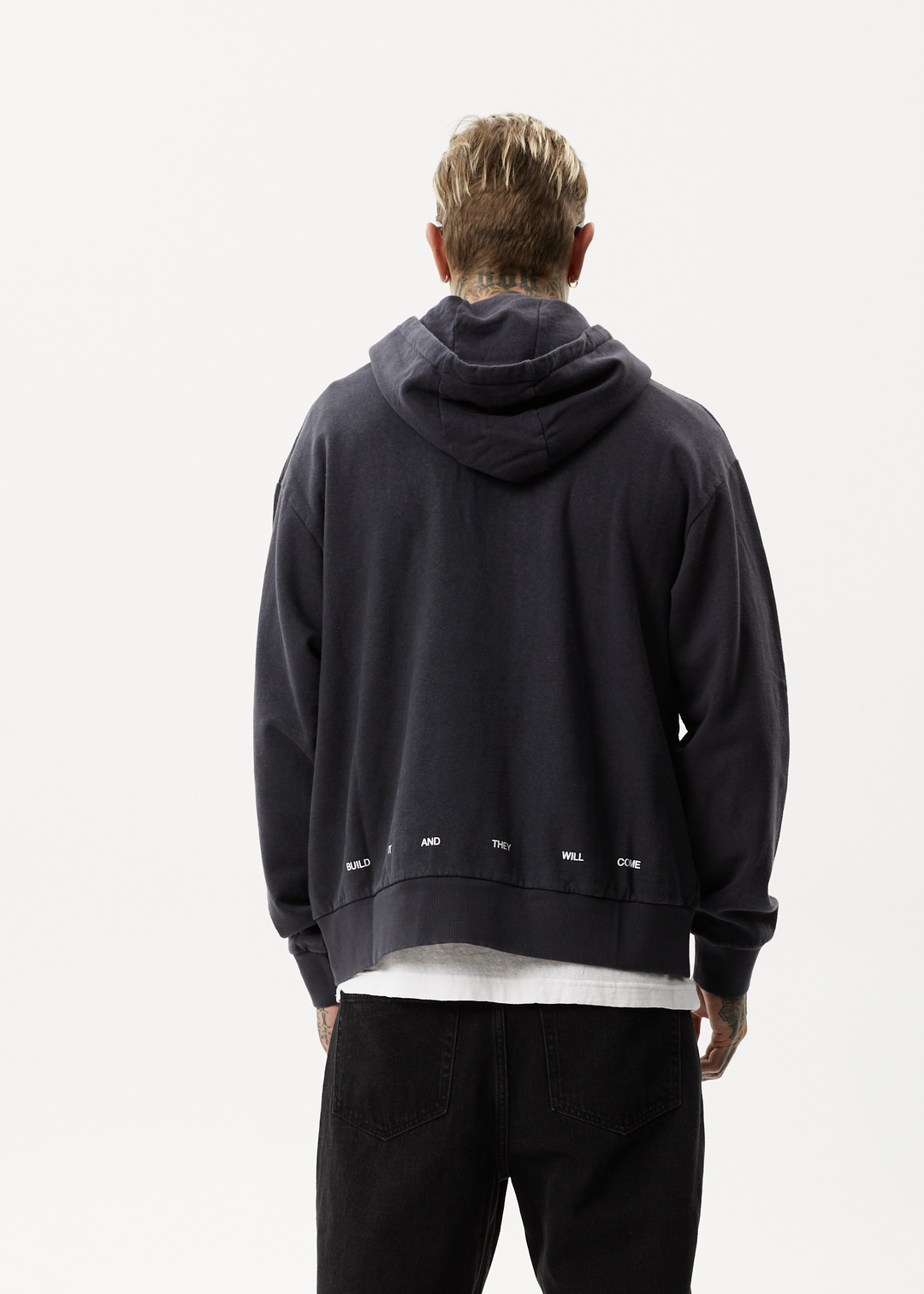 AFENDS Mens Build It - Graphic Hoodie - Charcoal 