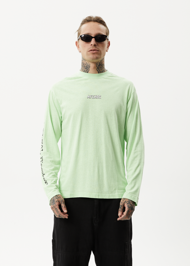 Afends Mens Natural Technology - Hemp Long Sleeve Graphic T-Shirt - Lime Green