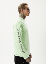 Afends Mens Natural Technology - Hemp Long Sleeve Graphic T-Shirt - Lime Green - Afends mens natural technology   hemp long sleeve graphic t shirt   lime green 