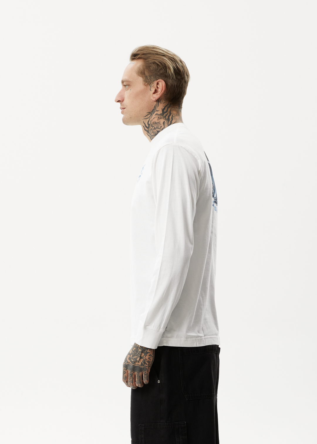 AFENDS Mens Chromed - Long Sleeve Graphic T-Shirt - White 