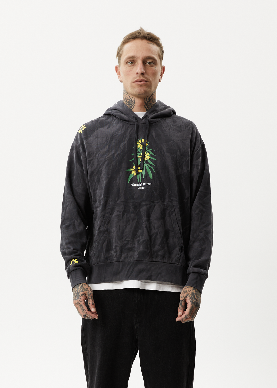 AFENDS Mens Beautiful Weeds - Graphic Hoodie - Black 