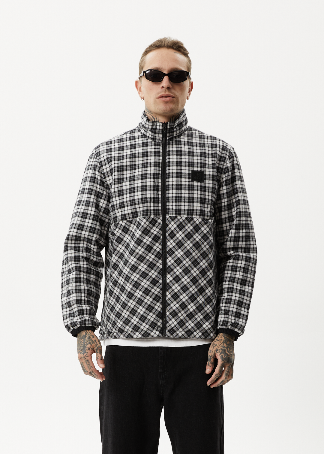 AFENDS Mens Asta - Check Reversible Jacket - Black 