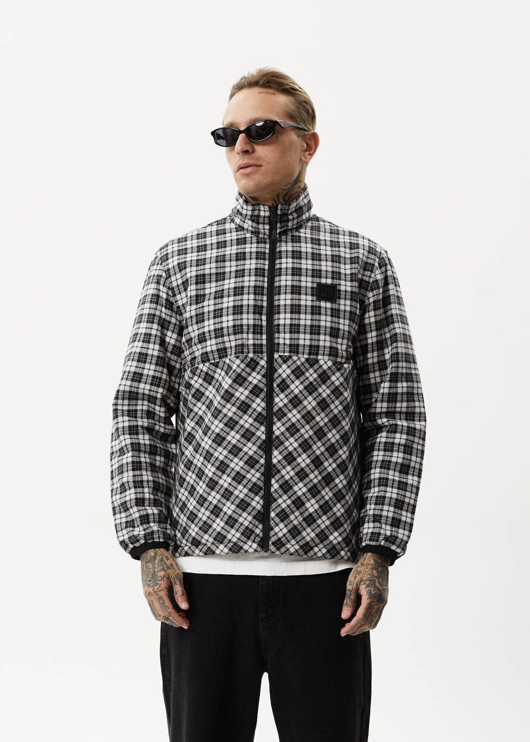 AFENDS Mens Asta - Check Reversible Jacket - Black 