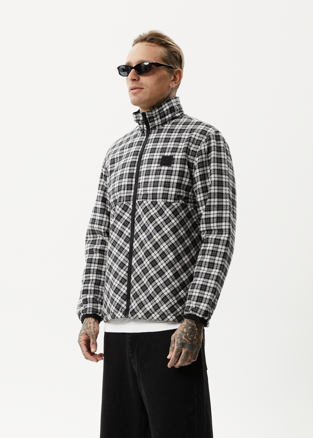 AFENDS Mens Asta - Check Reversible Jacket - Black 