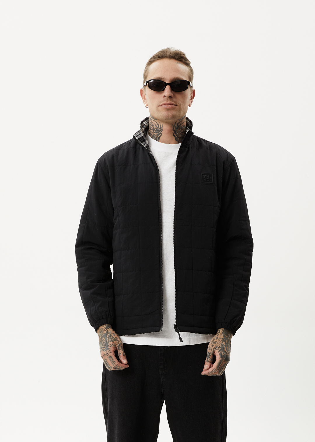 AFENDS Mens Asta - Check Reversible Jacket - Black 