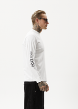 Afends Mens Globe - Recycled Long Sleeve Graphic T-Shirt - White - Afends mens globe   recycled long sleeve graphic t shirt   white 
