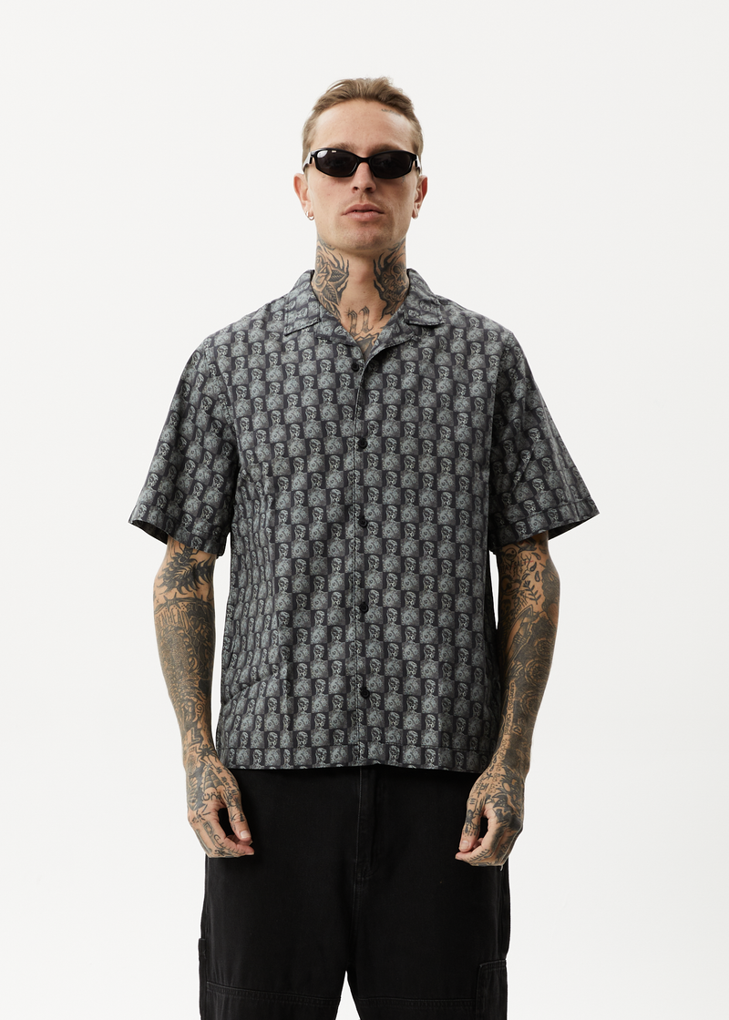 Afends Mens Worldstar - Organic Cuban Short Sleeve Shirt - Black