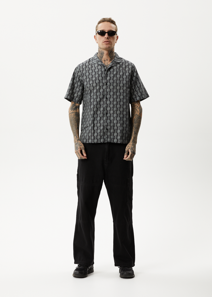 Afends Mens Worldstar - Organic Cuban Short Sleeve Shirt - Black 