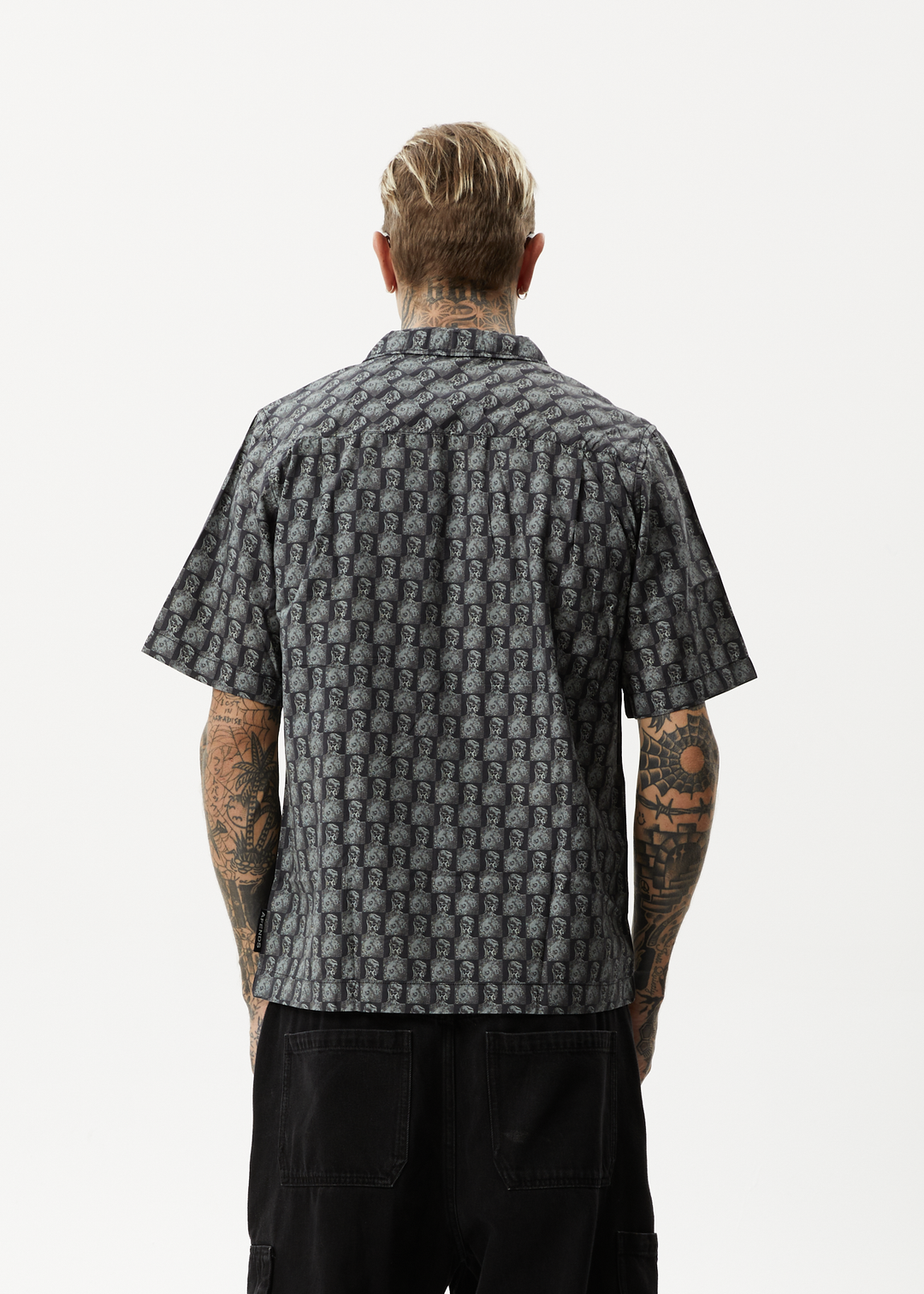 AFENDS Mens Worldstar - Cuban Short Sleeve Shirt - Black 